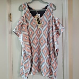 Cold Shoulder Thick Coverup Swim Beach Pool Travel S/M Resortwear Vacay